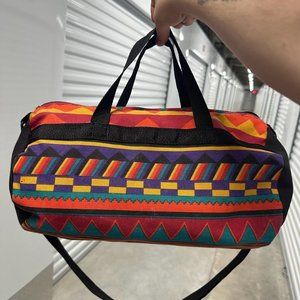 Vintage Fabriko Geometric Aztec Design Canvas  Duffle Bag 16" x 8"